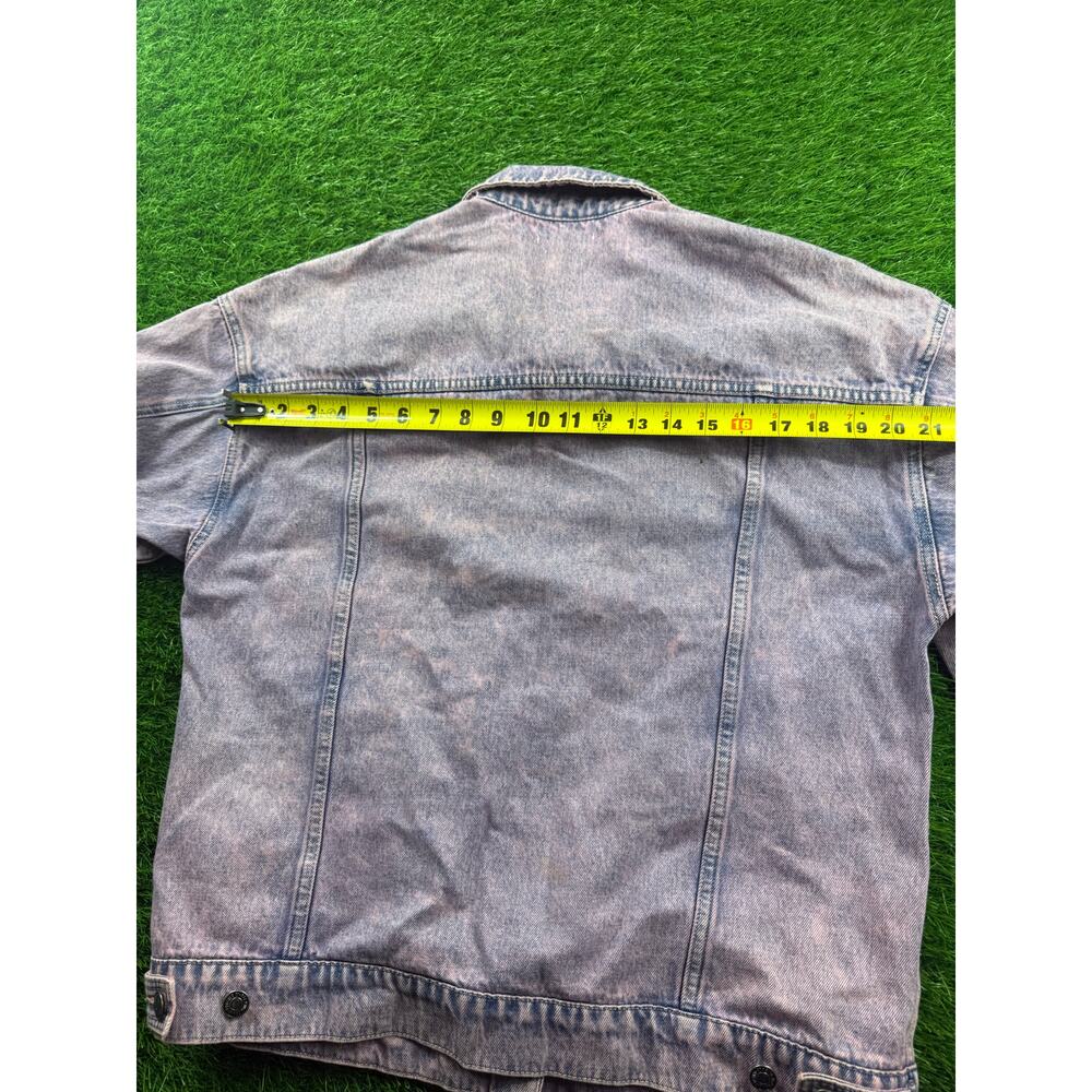 FOREVER 21 Acid Wash Denim Jacket Purple Women's M Oversized Trucker Jean Coat - Picture 16 of 16